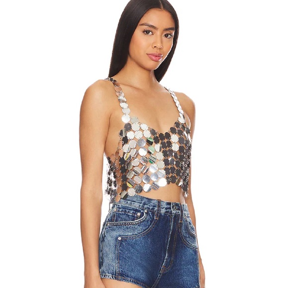 Superdown Maren Top in Silver, Size: L/XL - Picture 2 of 10